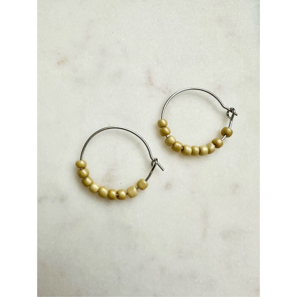 Yellow petit beaded hoop earrings